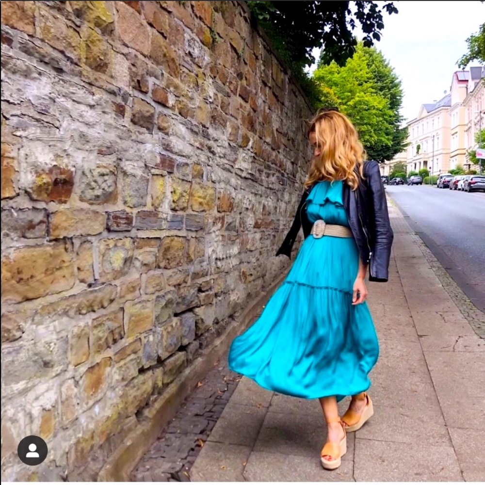 NWT Zara Turquoise Ruffled Dress - Picture 3 of 13